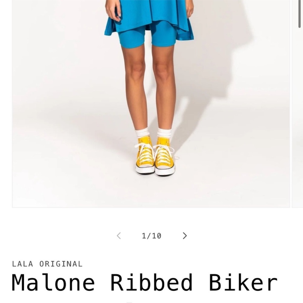 Dressed in LALA Blue Ribbed Biker Shorts